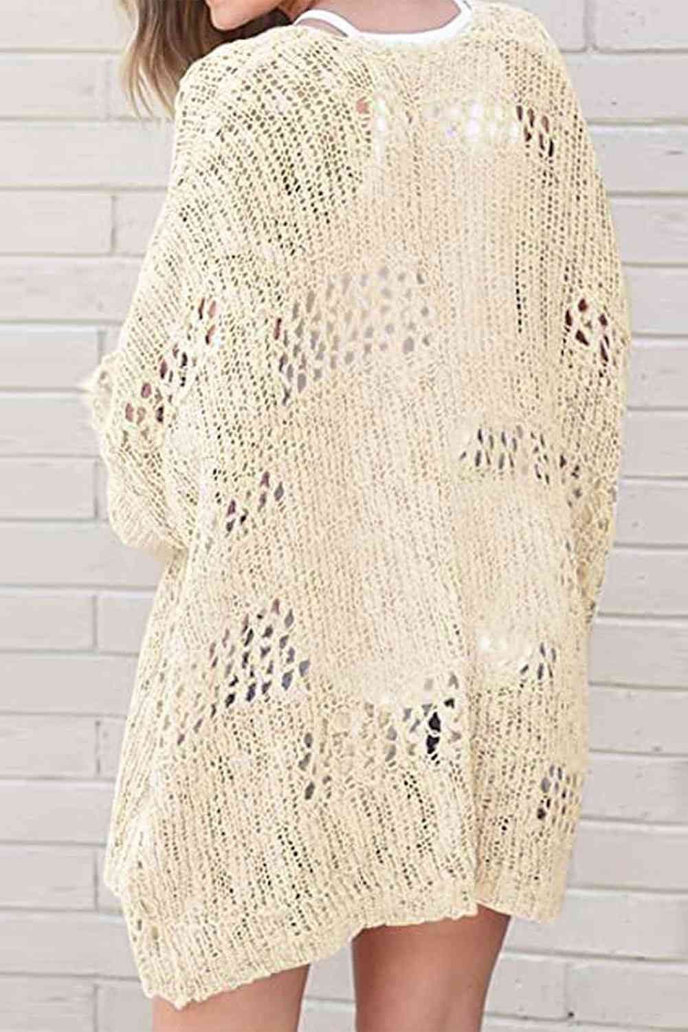 Openwork Long Sleeve Cardigan - TRENDMELO