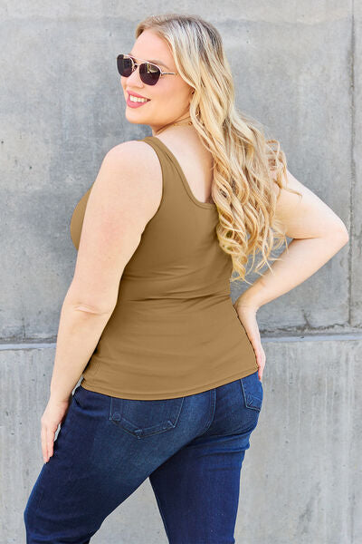 Basic Bae Full Size Square Neck Wide Strap Tank - TRENDMELO