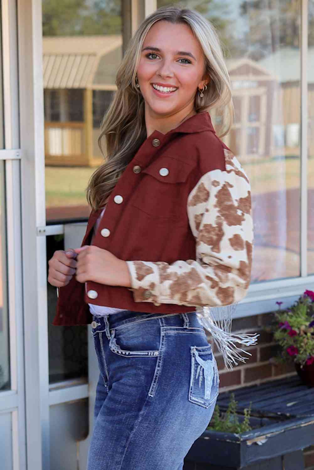 Fringe Detail Button Down Jacket - TRENDMELO