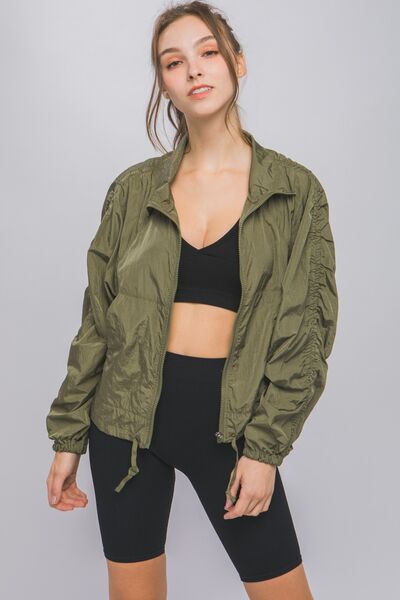 Faith Apparel Zip Up Drawstring Long Sleeve Jacket - TRENDMELO