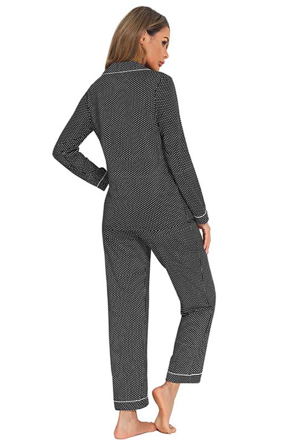 Collared Neck Loungewear Set with Pocket - TRENDMELO