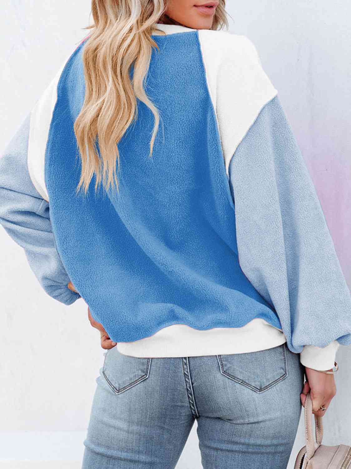 Color Block Exposed Seam Sweatshirt - TRENDMELO