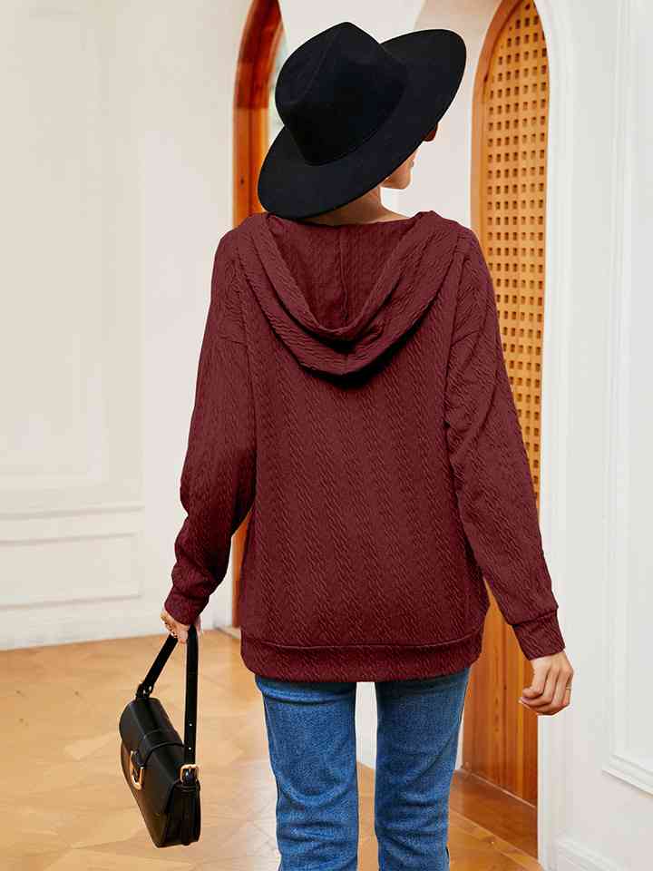 Lace-Up Long Sleeve Hoodie - TRENDMELO
