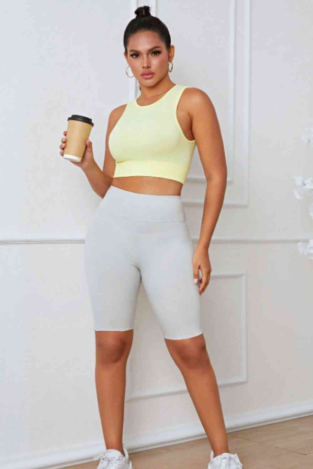 Round Neck Long Active Bra - TRENDMELO