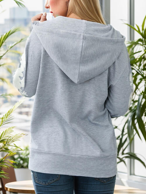 Half Zip Drawstring Hoodie with Pocket - TRENDMELO