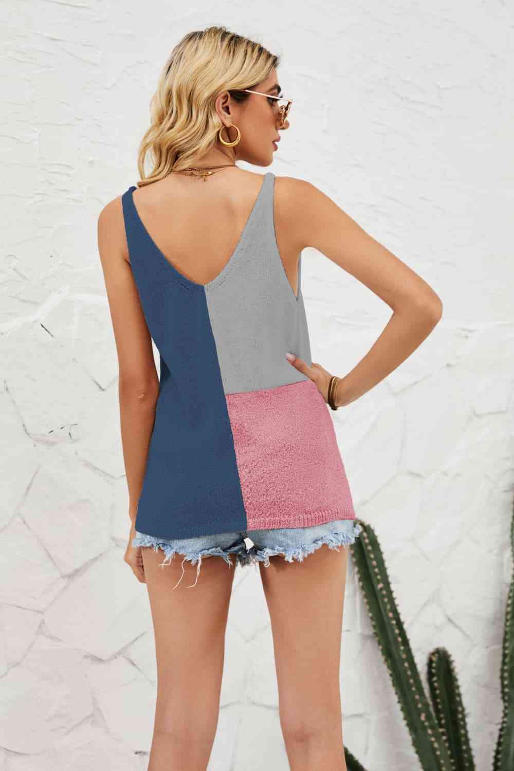 Color Block Knit Tank - TRENDMELO