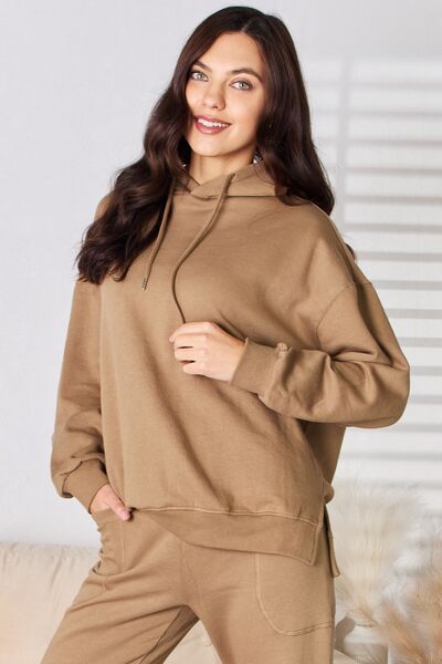 RISEN Drawstring Drop Shoulder Long Sleeve Hoodie - TRENDMELO