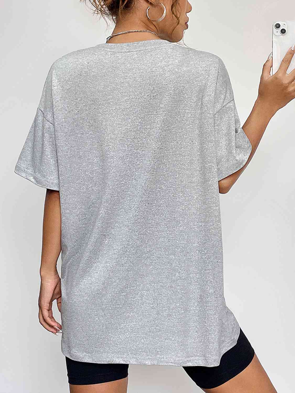 Round Neck Short Sleeve Fall Season Graphic T-Shirt - TRENDMELO