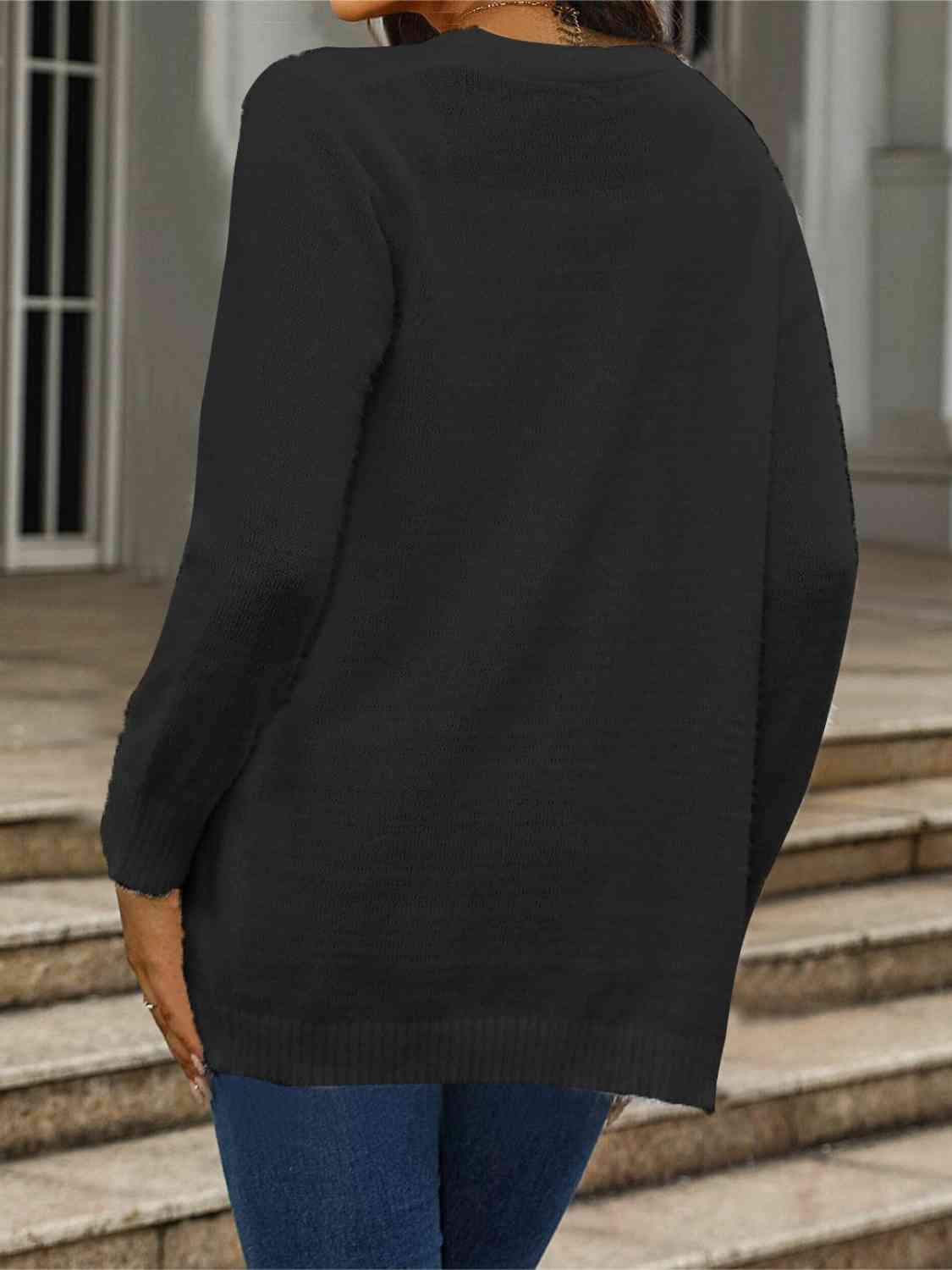 Open Front Cardigan with Pockets - TRENDMELO