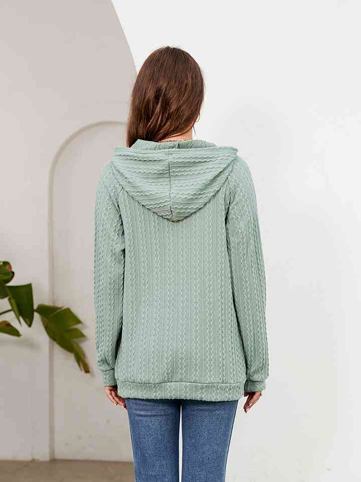 Raglan Sleeve Front Pocket Hoodie - TRENDMELO