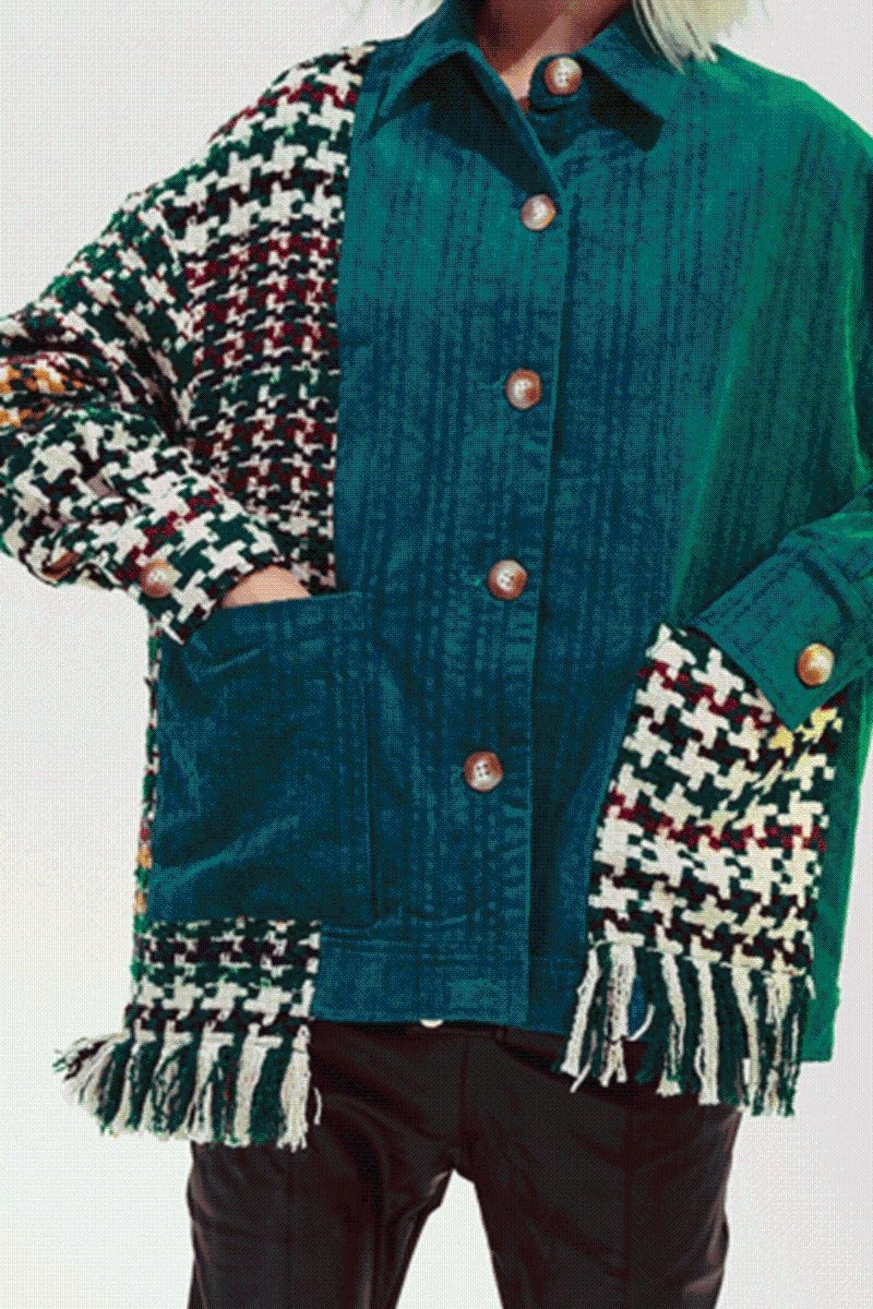 Double Take Collared Neck Fringe Detail Long Sleeve Jacket - TRENDMELO