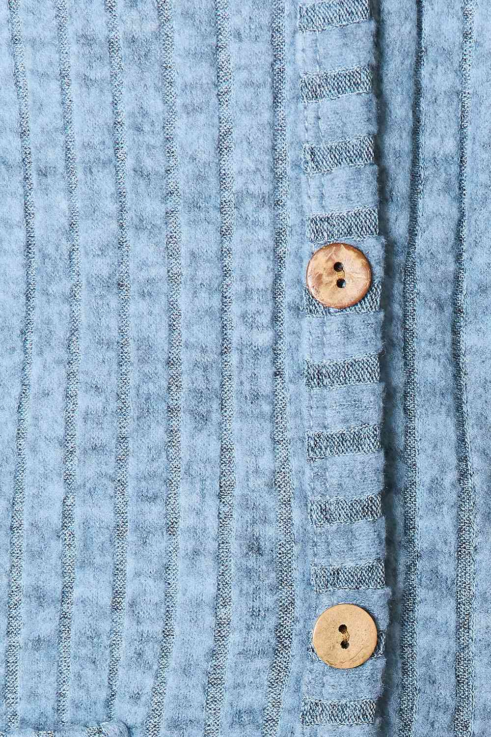 Double Take Ribbed Button-Up Cardigan with Pockets - TRENDMELO