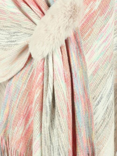 Heathered Fringe Hem Poncho - TRENDMELO