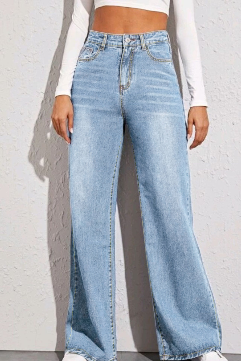 High Waist Wide Leg Jeans - TRENDMELO