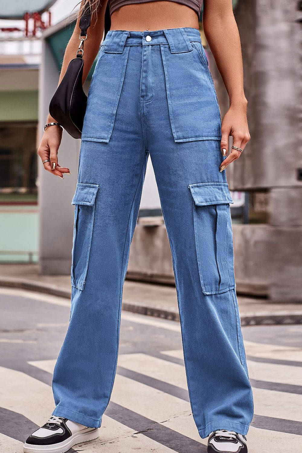 Buttoned High Waist Loose Fit Jeans - TRENDMELO