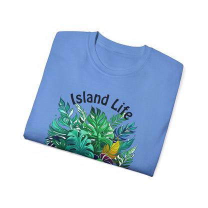 Island Life Leafy Paradise Tropical Leaf T-Shirt in Vibrant Green by Trendmelo, Unisex Ultra Cotton Tee - TRENDMELO