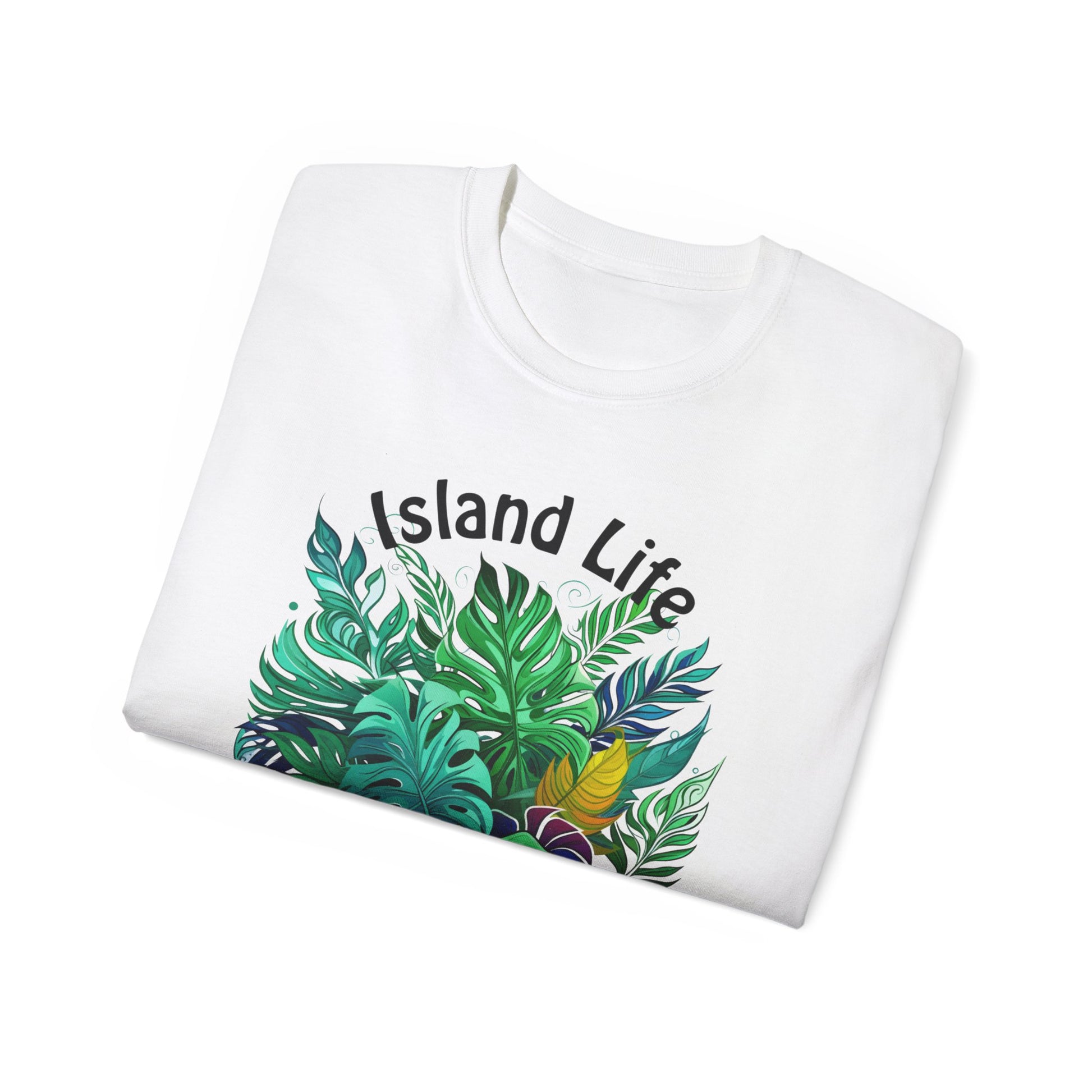 Island Life Leafy Paradise Tropical Leaf T-Shirt in Vibrant Green by Trendmelo, Unisex Ultra Cotton Tee - TRENDMELO