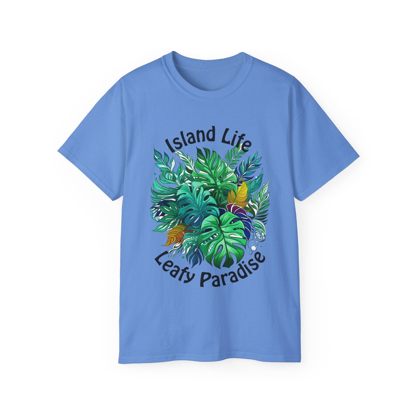 Island Life Leafy Paradise Tropical Leaf T-Shirt in Vibrant Green by Trendmelo, Unisex Ultra Cotton Tee - TRENDMELO