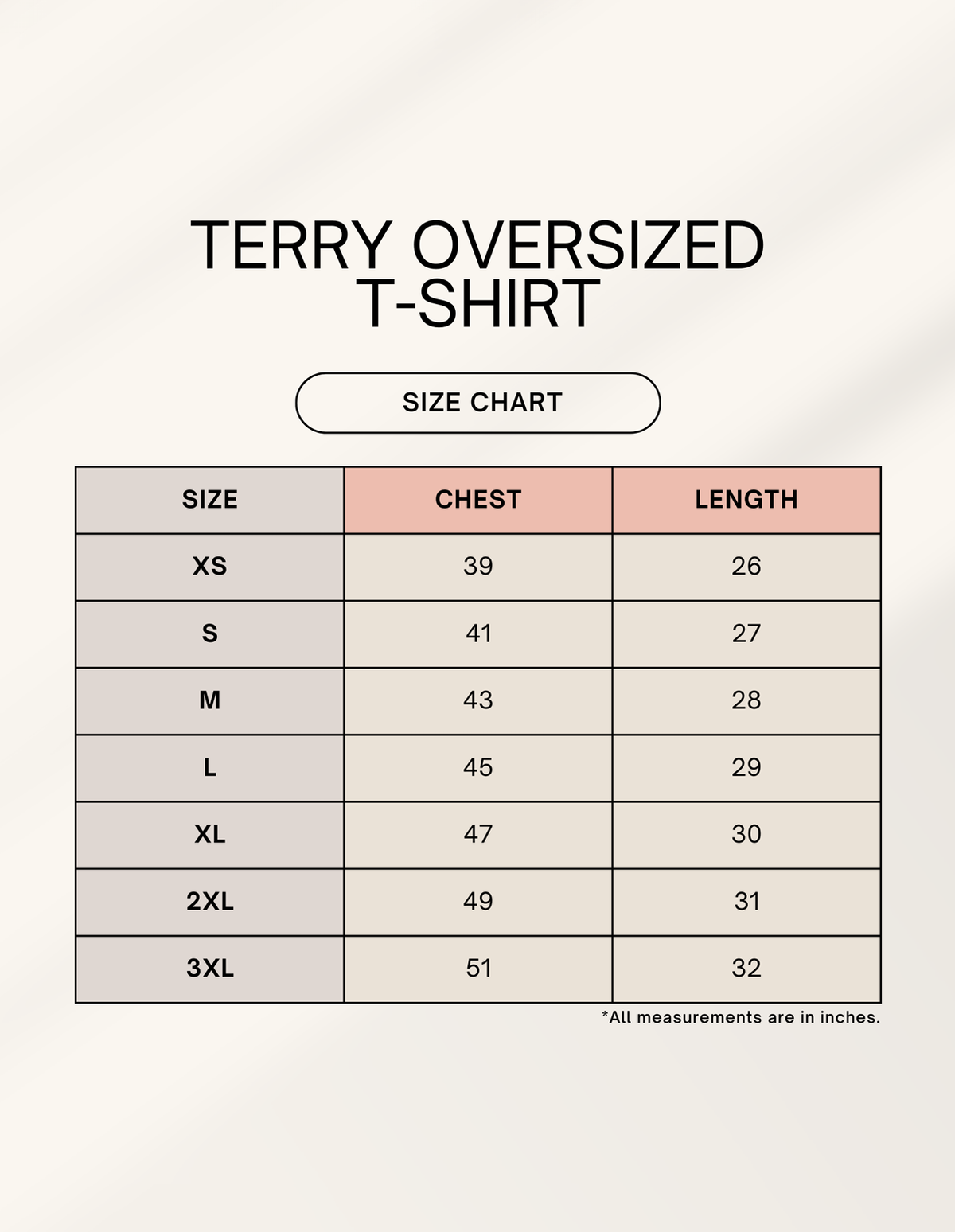 Digital Detox Oversized Tee Size Chart — Drop Shoulder Unisex Fit Guide XS to 3XL | Trendmelo