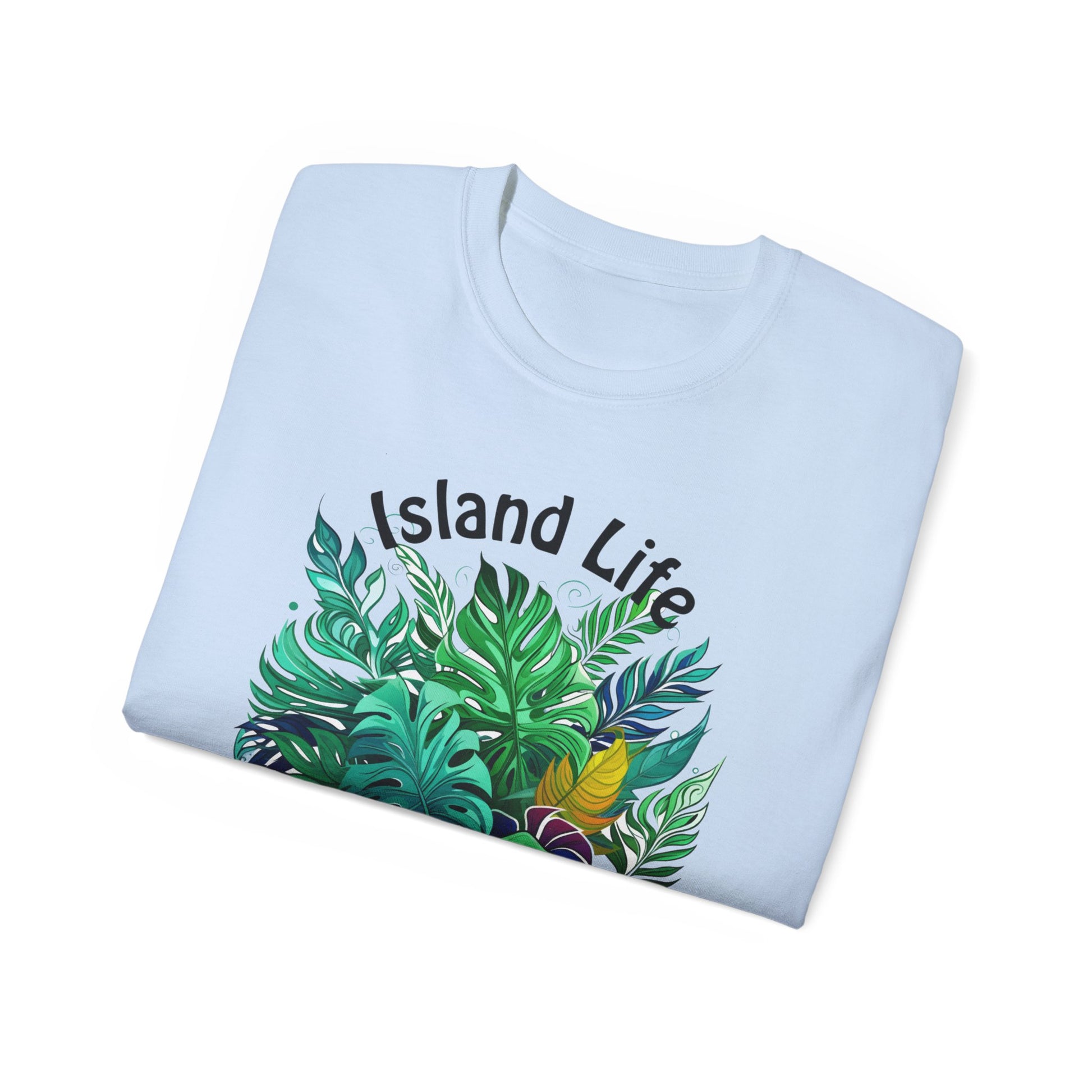 Island Life Leafy Paradise Tropical Leaf T-Shirt in Vibrant Green by Trendmelo, Unisex Ultra Cotton Tee - TRENDMELO