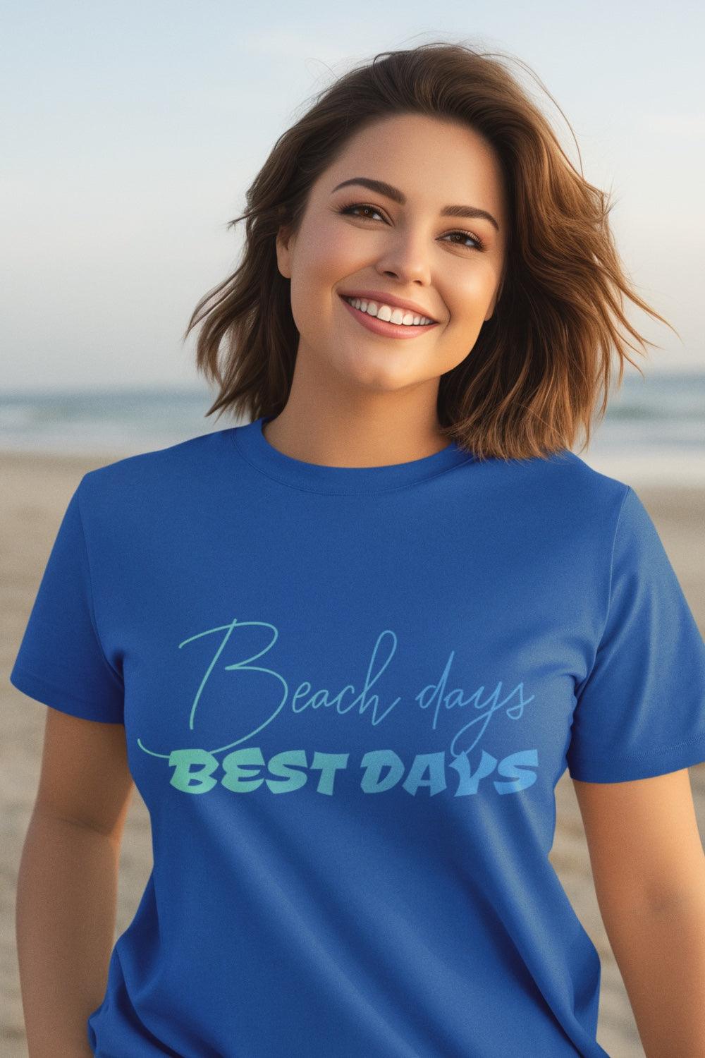 Trendmelo Women's Graphic Tee with Beach Days Best Days Print, Beach T Shirt for Women