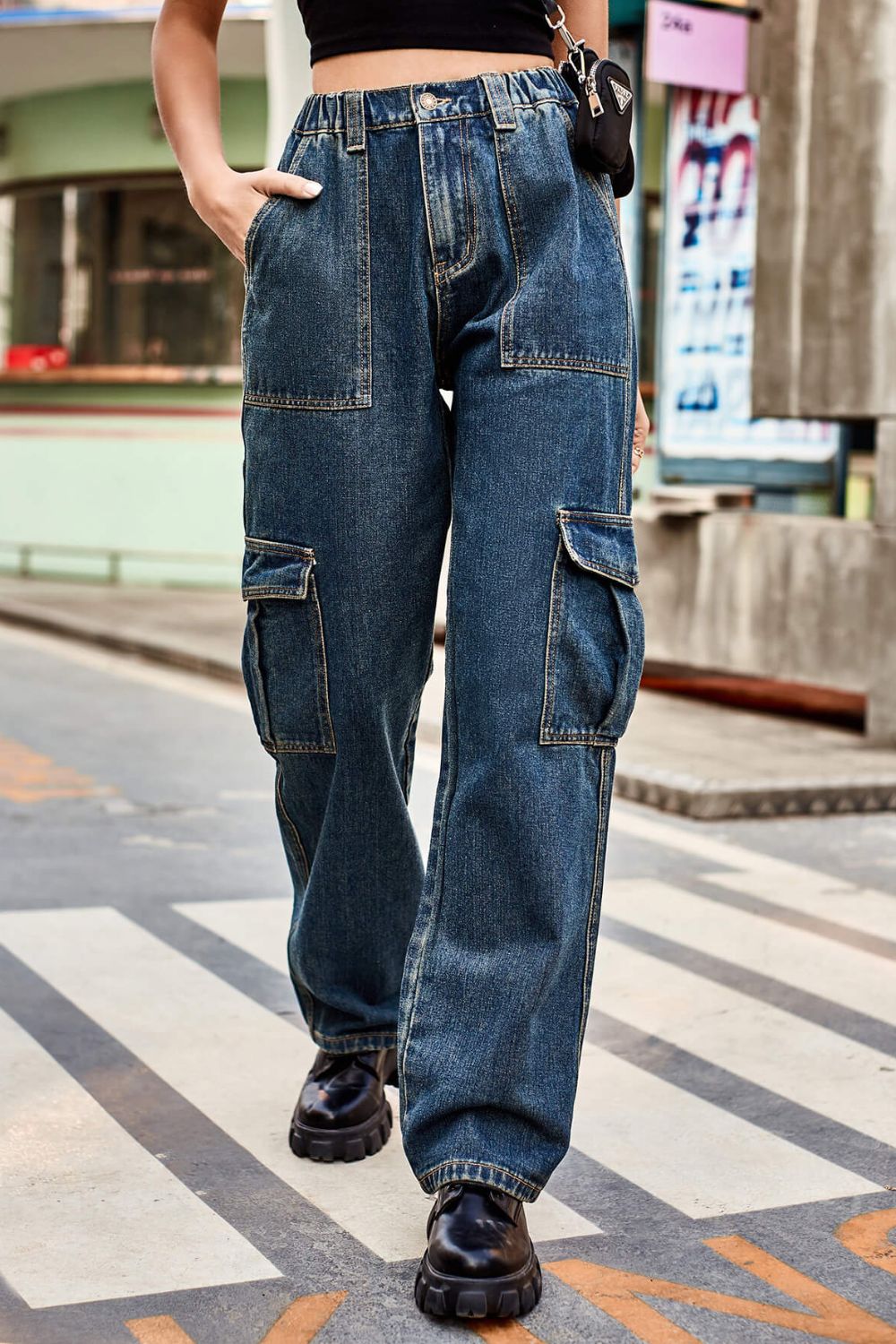 Baeful Long Straight Leg Jeans with Pockets - TRENDMELO