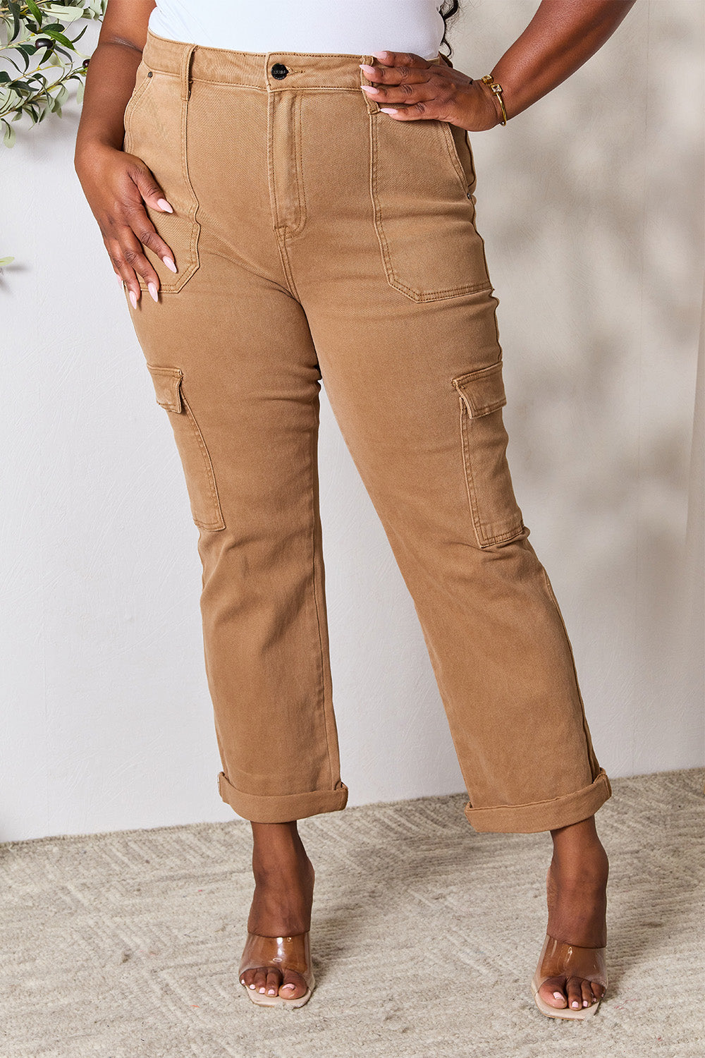 Risen Full Size High Waist Straight Jeans with Pockets - TRENDMELO