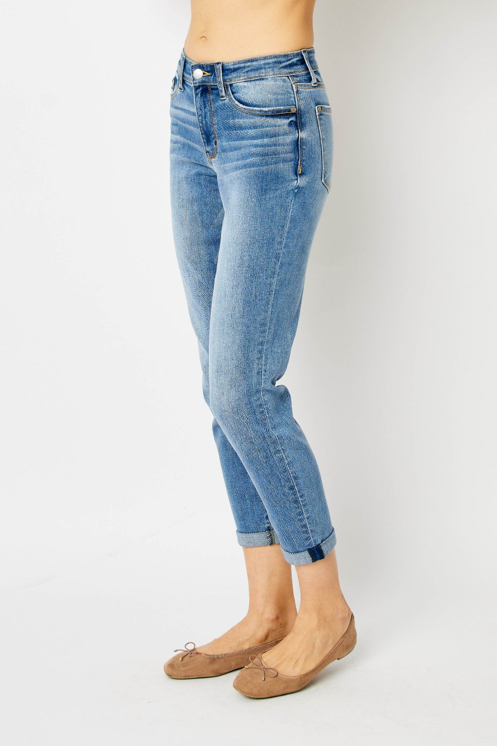 Judy Blue Full Size Cuffed Hem Slim Jeans - TRENDMELO