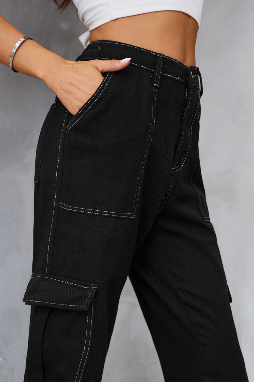 Baeful Long Straight Leg Jeans with Pockets - TRENDMELO