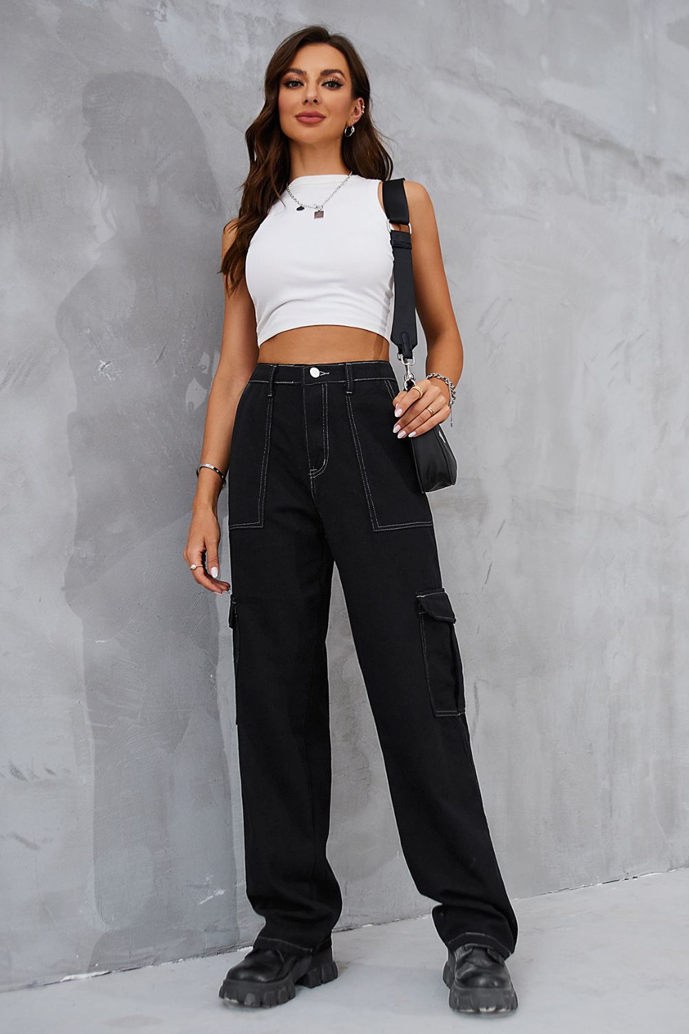 Baeful Long Straight Leg Jeans with Pockets - TRENDMELO