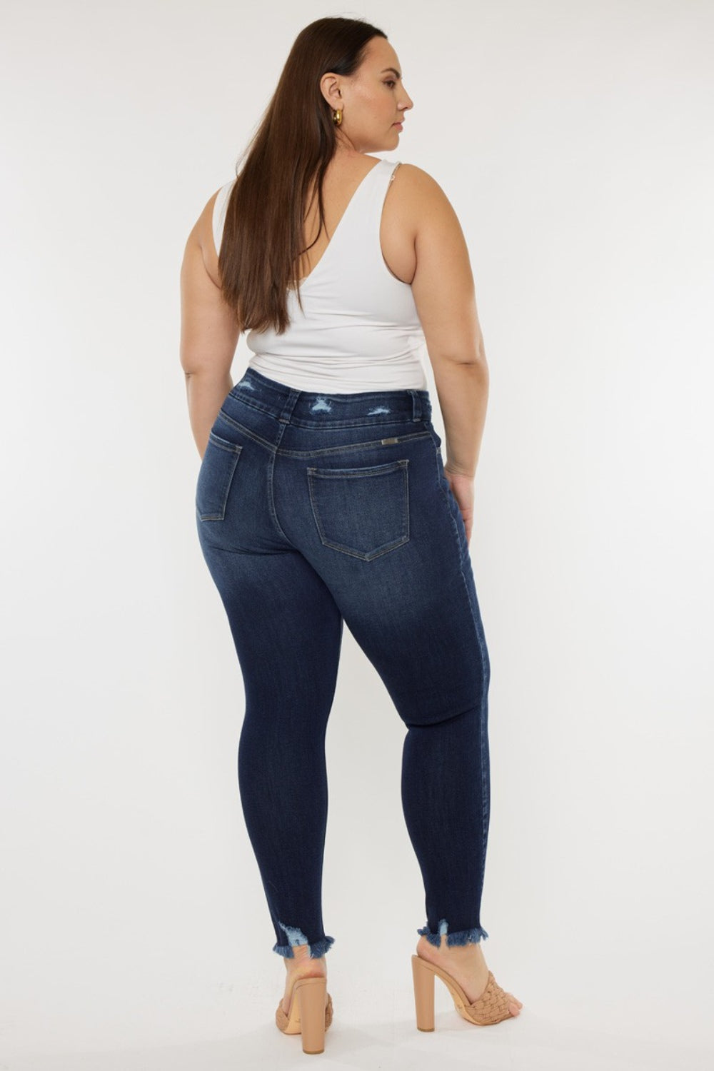 Kancan Full Size Cat's Whiskers Raw Hem High Waist Jeans - TRENDMELO