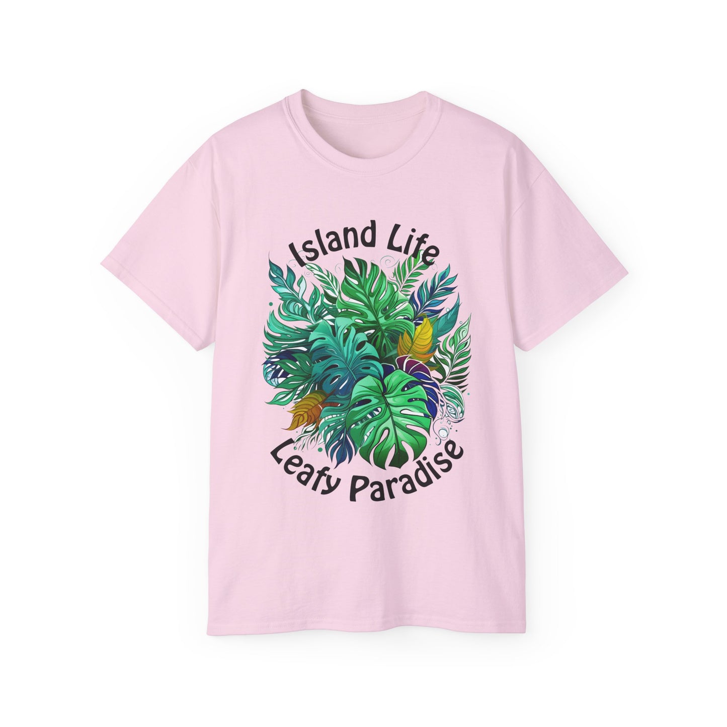 Island Life Leafy Paradise Tropical Leaf T-Shirt in Vibrant Green by Trendmelo, Unisex Ultra Cotton Tee - TRENDMELO