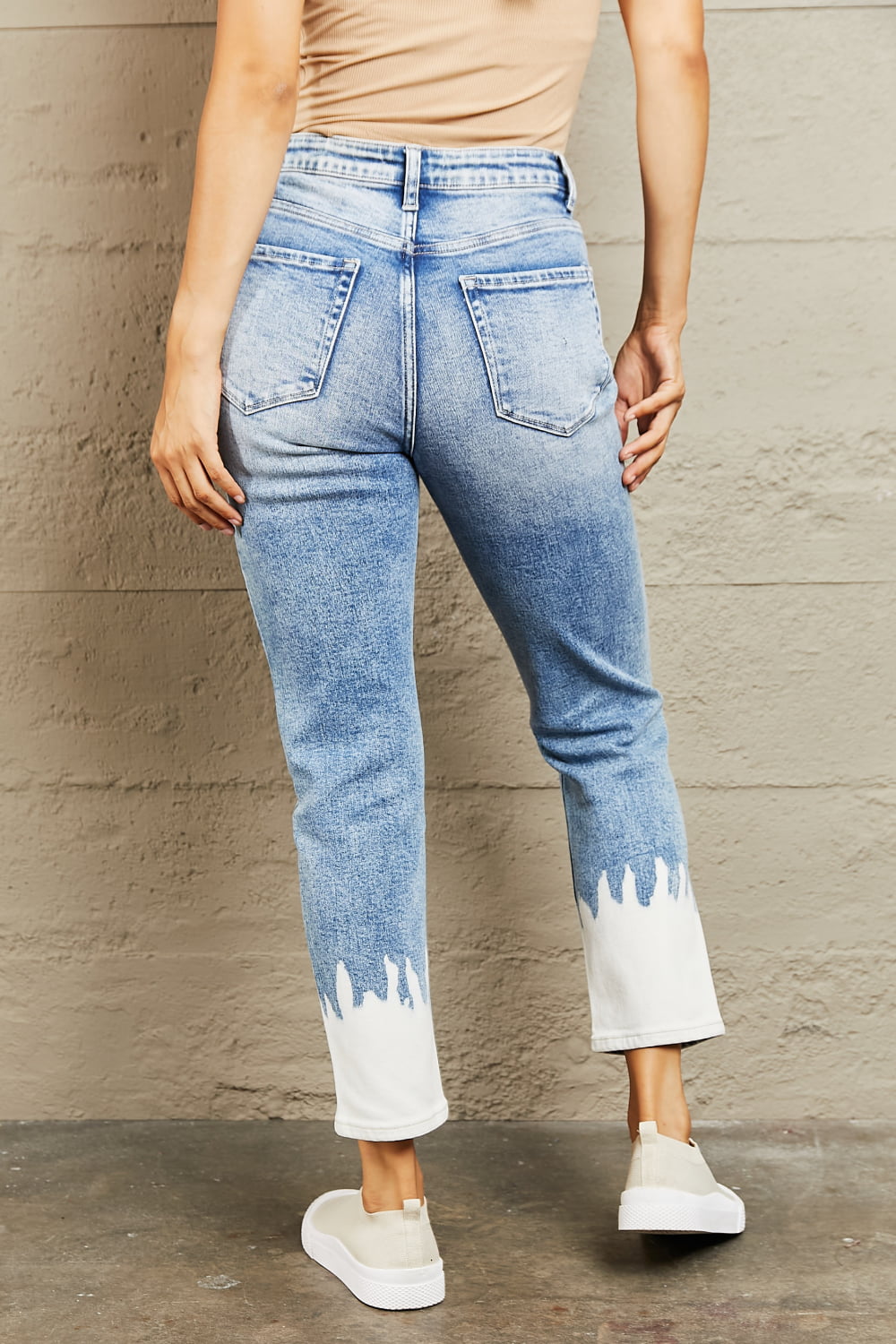BAYEAS High Waisted Distressed Painted Cropped Skinny Jeans - TRENDMELO