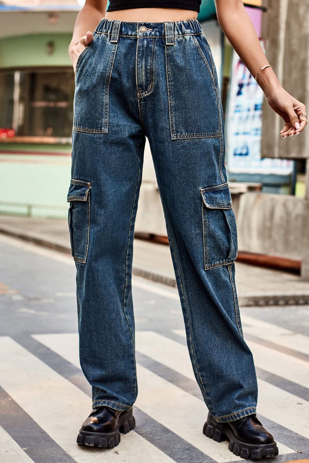 Baeful Long Straight Leg Jeans with Pockets - TRENDMELO