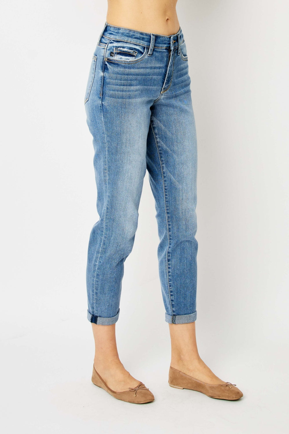 Judy Blue Full Size Cuffed Hem Slim Jeans - TRENDMELO