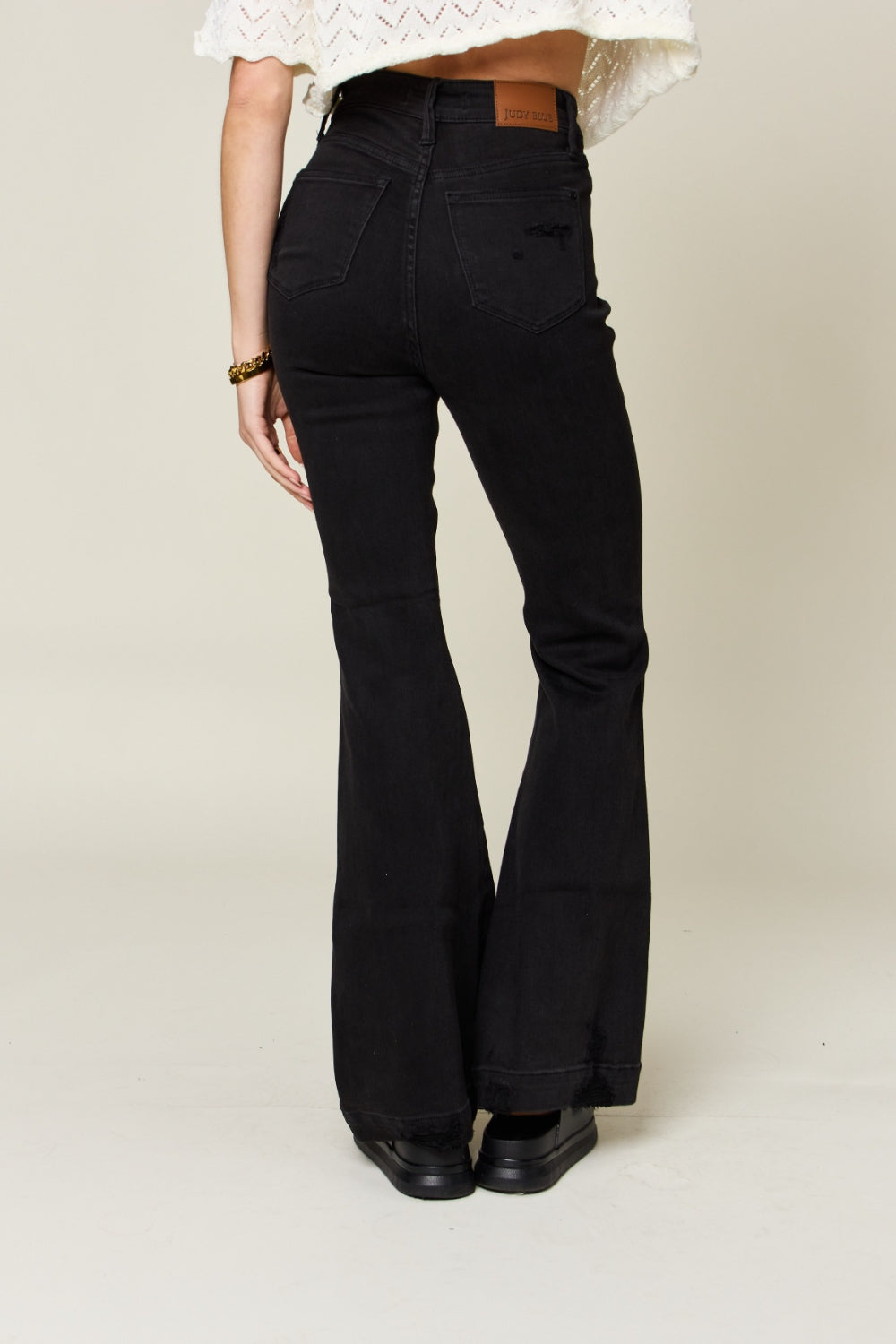 Judy Blue Full Size High Waist Distressed Flare Jeans - TRENDMELO