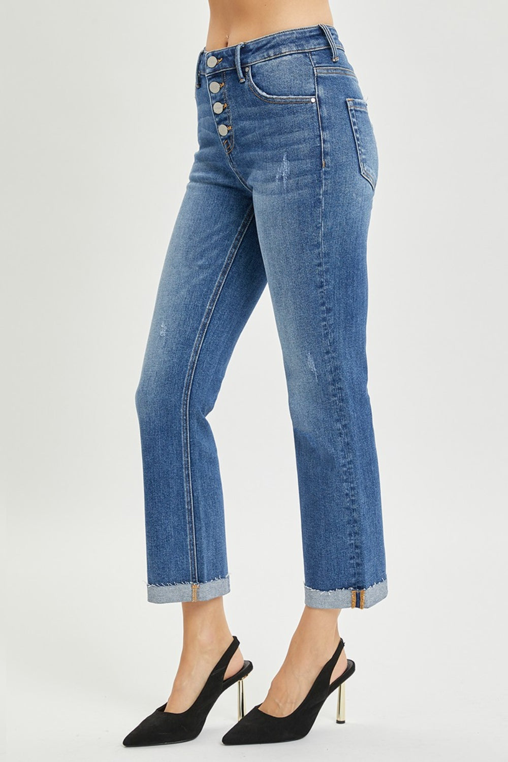 RISEN Full Size Button Fly Cropped Bootcut Jeans - TRENDMELO