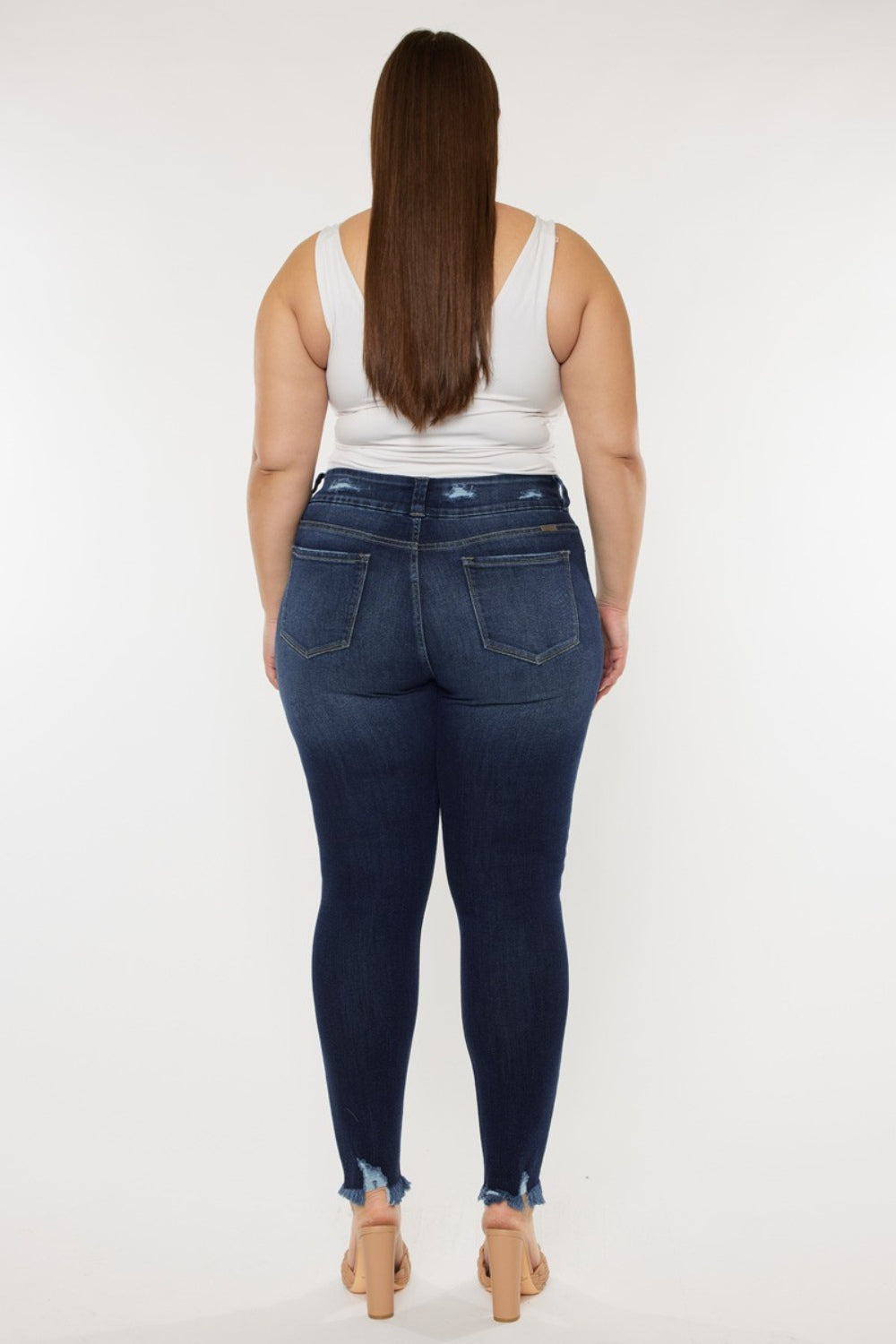 Kancan Full Size Cat's Whiskers Raw Hem High Waist Jeans - TRENDMELO