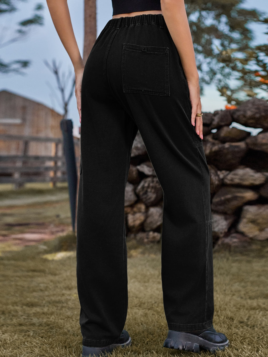 High Waist Cargo Straight Jeans - TRENDMELO