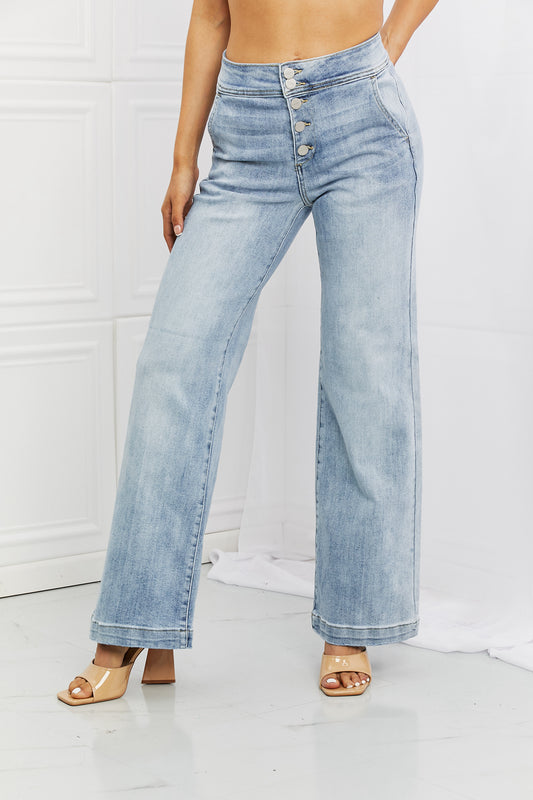 RISEN Full Size Luisa Wide Flare Jeans - TRENDMELO