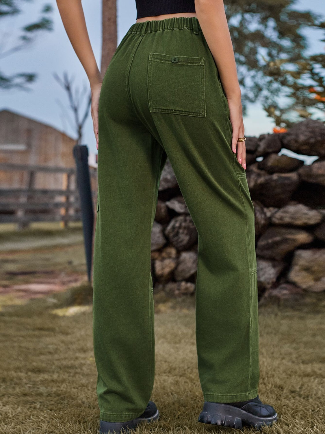High Waist Cargo Straight Jeans - TRENDMELO