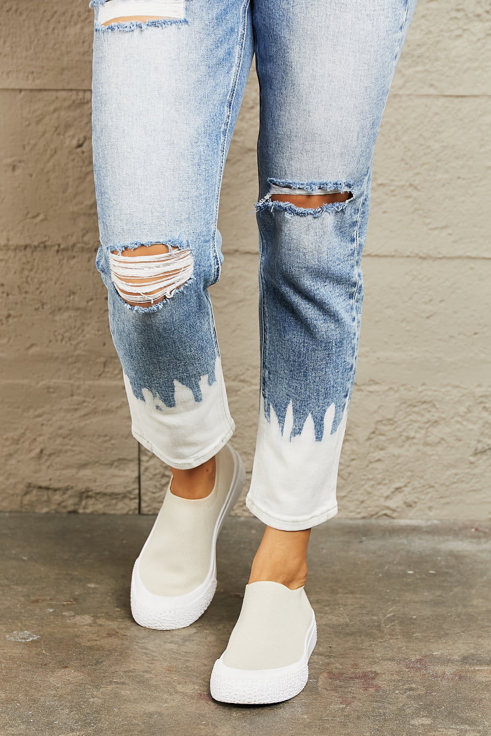 BAYEAS High Waisted Distressed Painted Cropped Skinny Jeans - TRENDMELO
