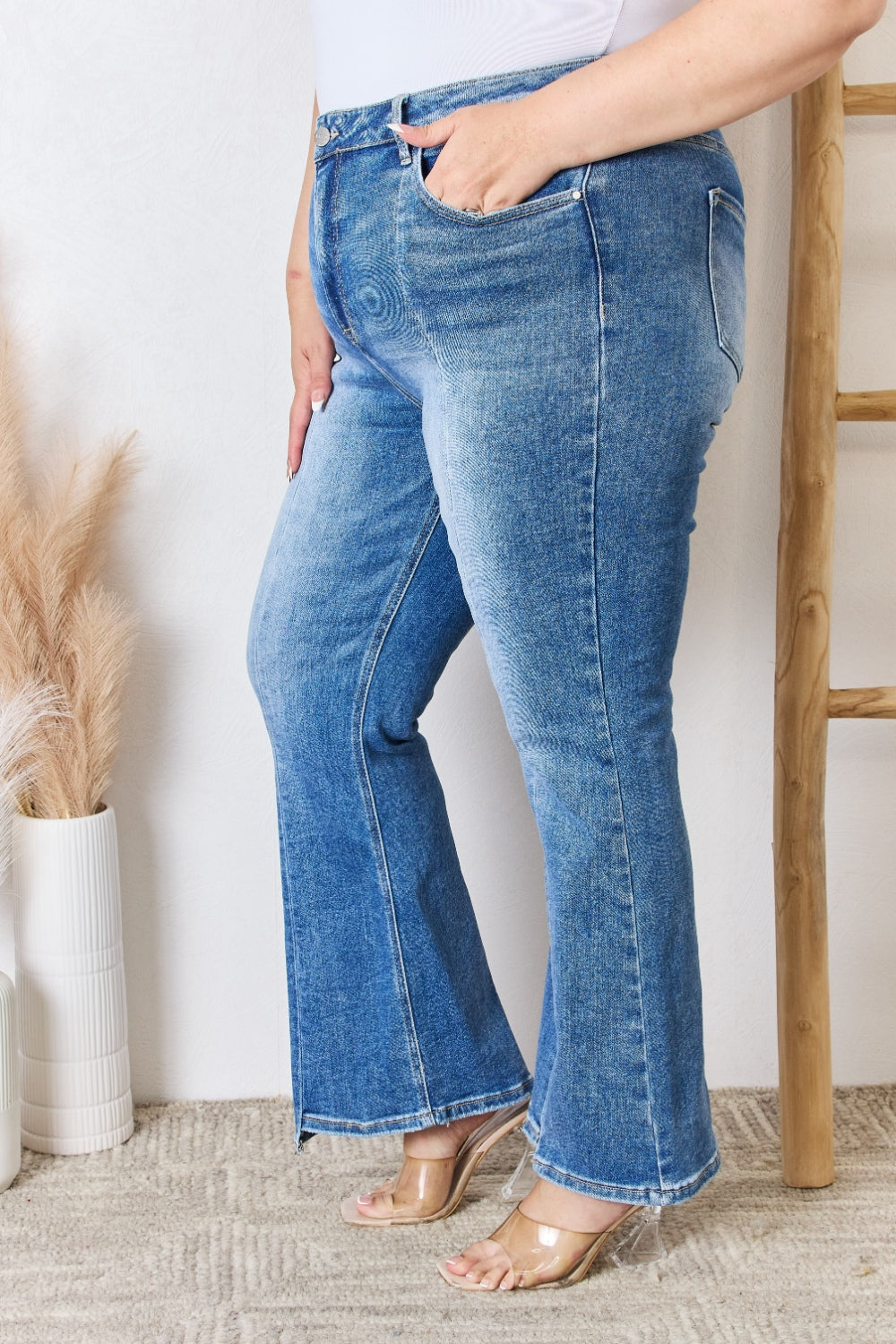 RISEN Full Size High Rise Ankle Flare Jeans - TRENDMELO