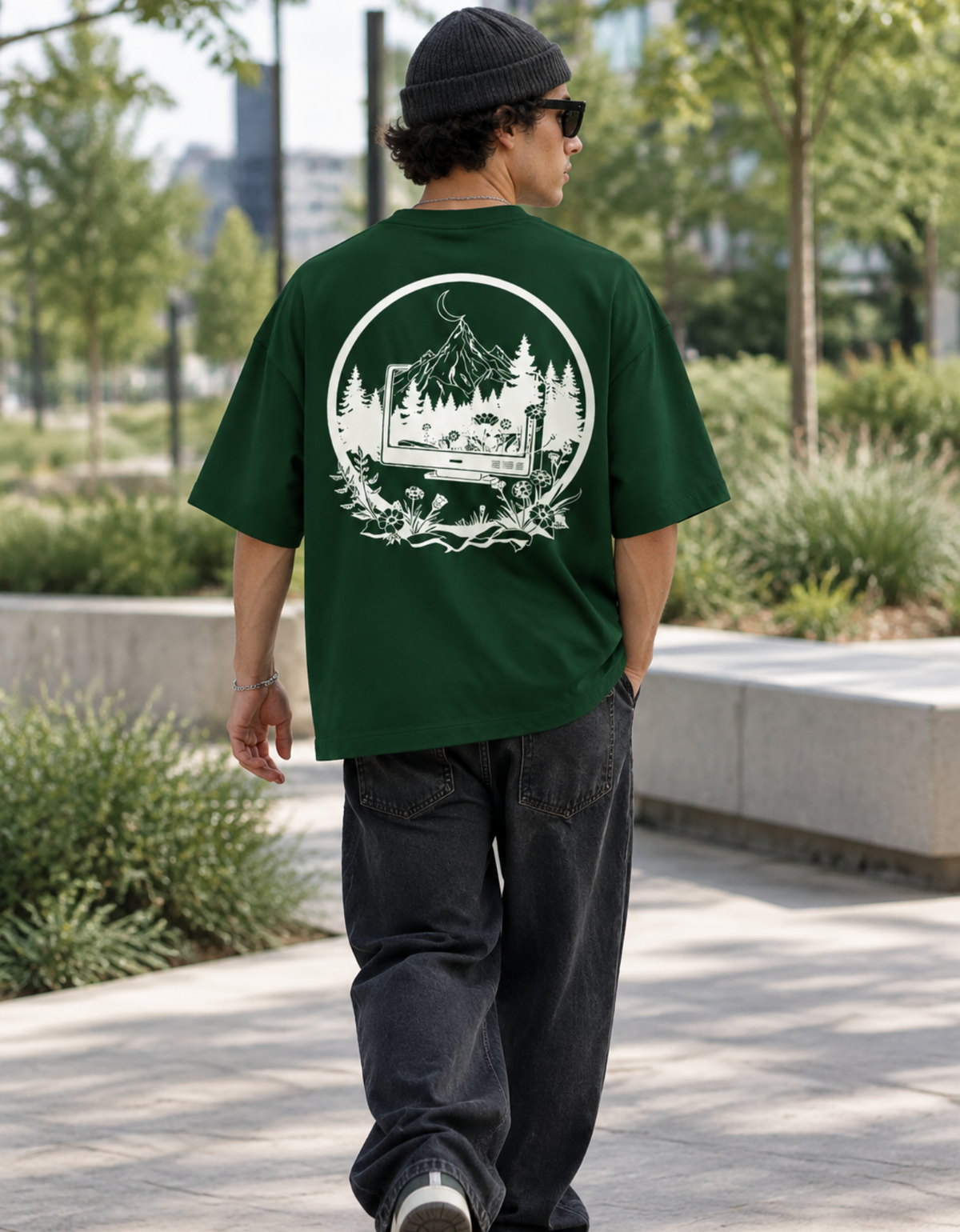 Digital Detox Tee in Bottle Green — Gift for Developers, Coders and Tech Workers | Trendmelo
