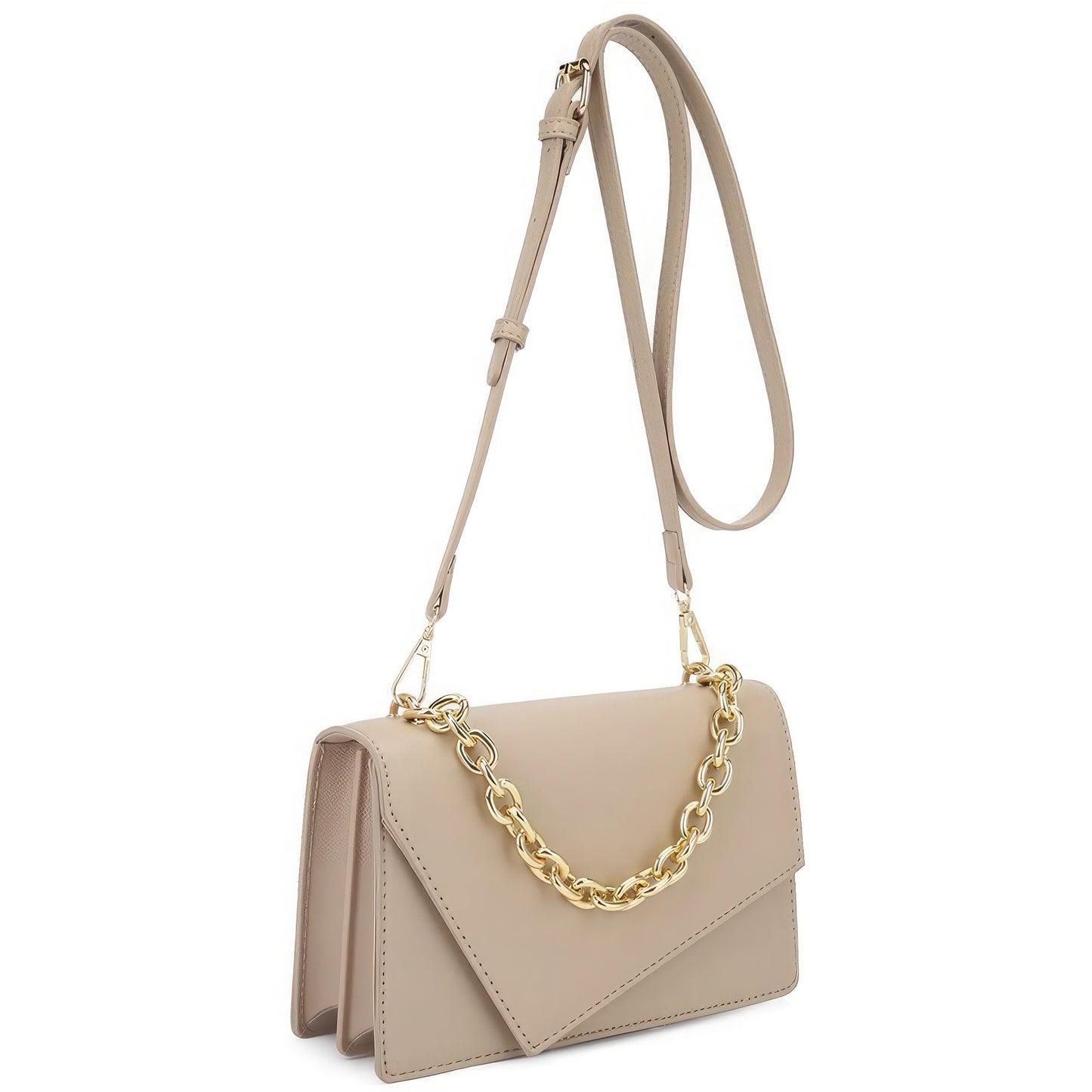 Trendmelo Smooth Plain Chain Link Crossbody Bag