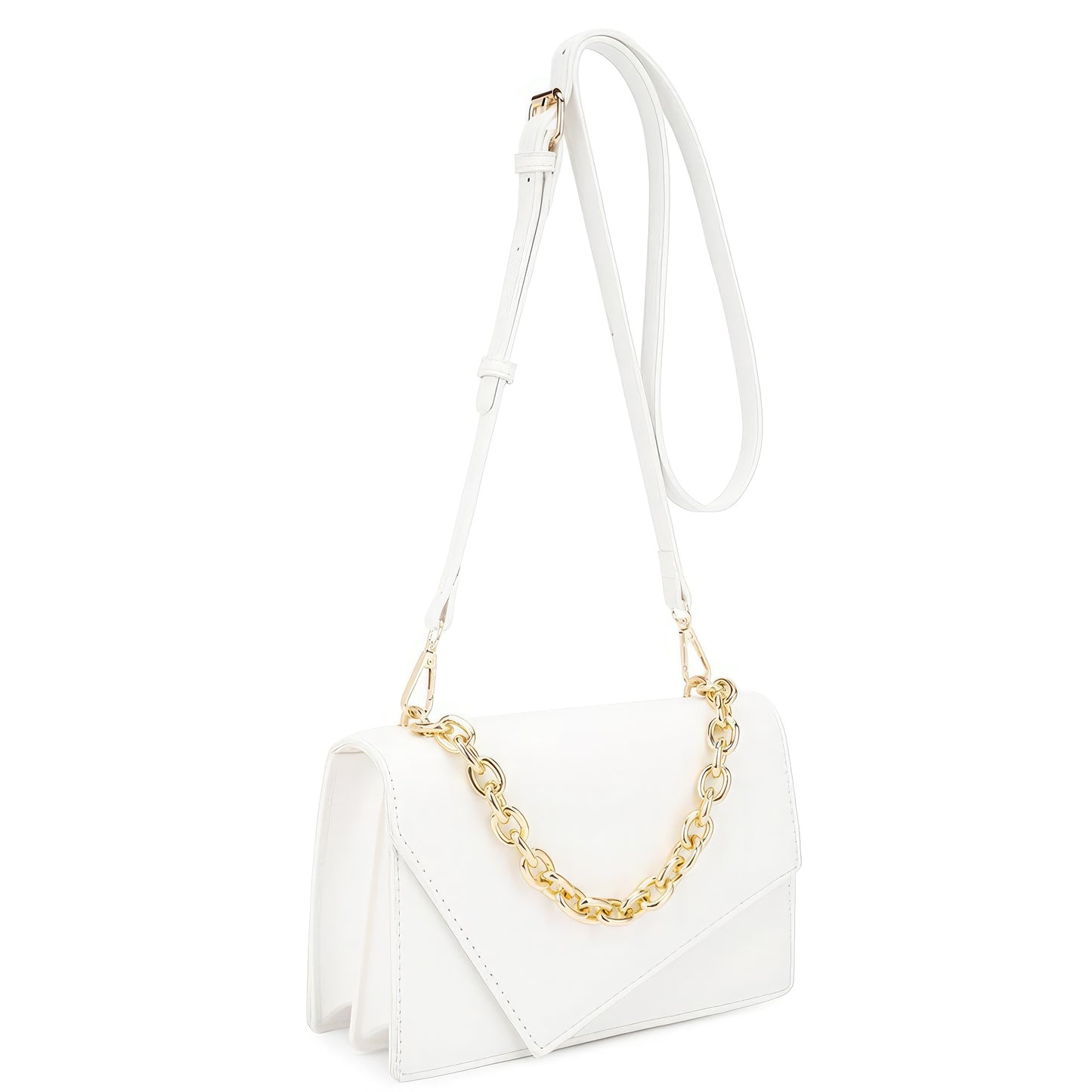 Trendmelo Smooth Plain Chain Link Crossbody Bag