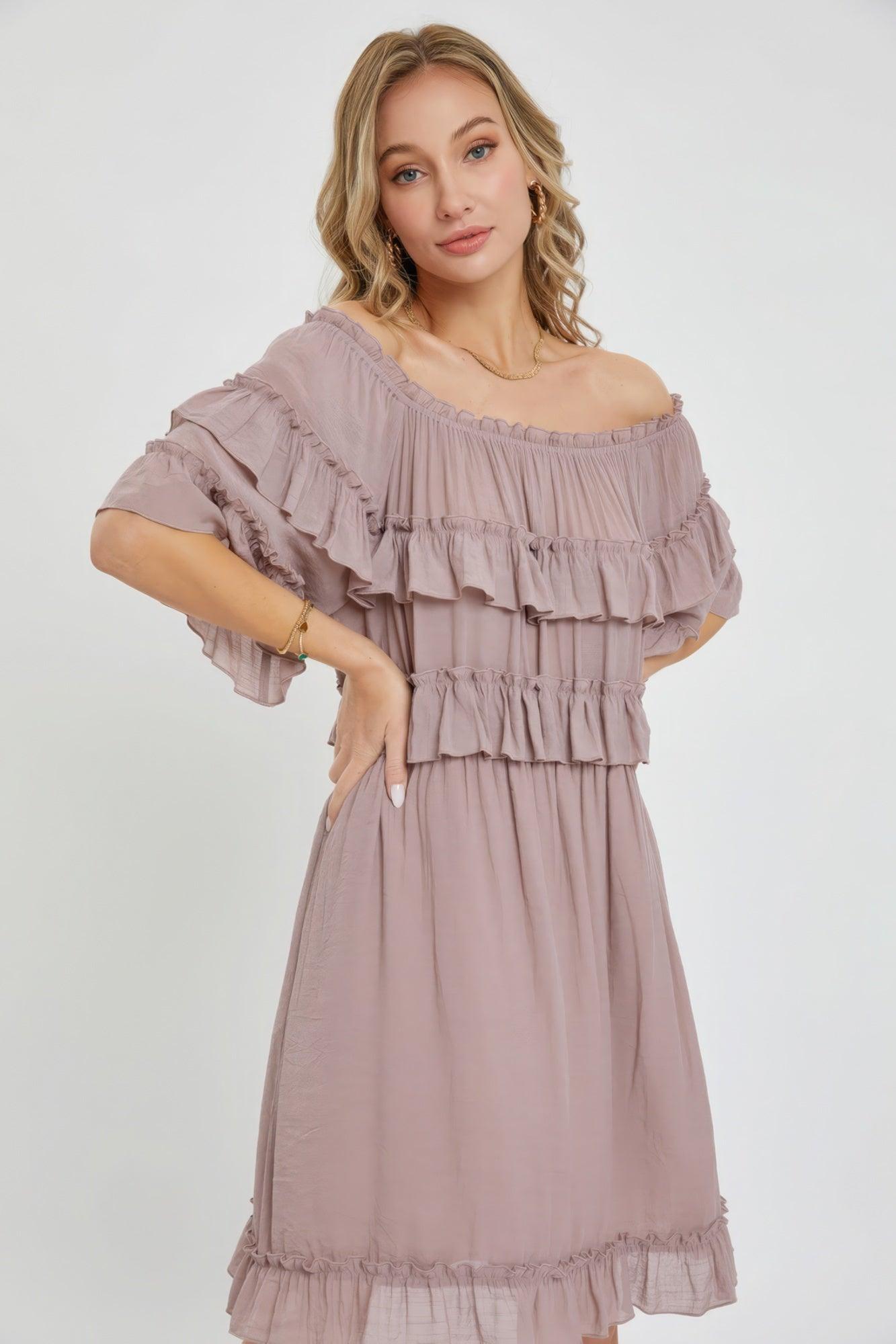 Trendmelo Off Shoulder Ruffle Dress