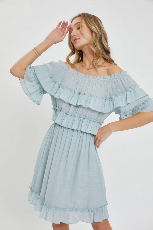 Trendmelo Off Shoulder Ruffle Dress