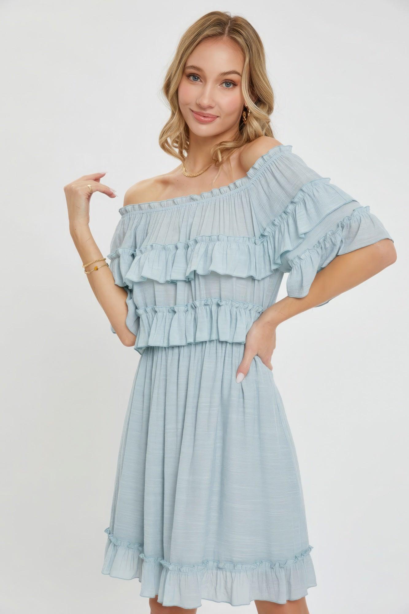 Trendmelo Off Shoulder Ruffle Dress