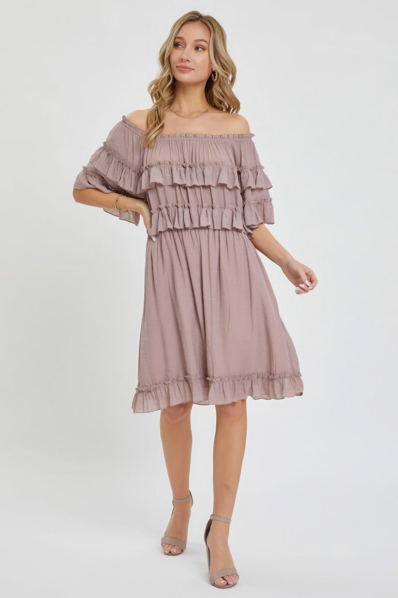 Trendmelo Off Shoulder Ruffle Dress